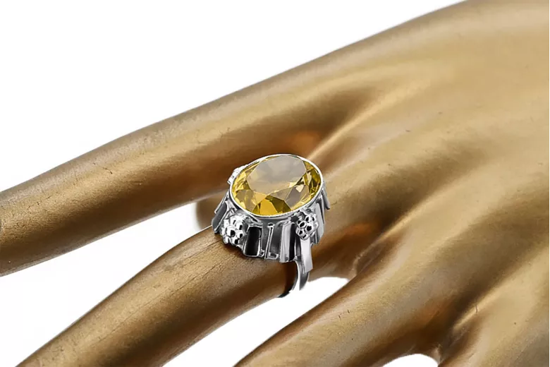 Ring Yellow Peridot Sterling silver 925 Vintage craft vrc043s